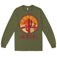 Army Green arizona cactus sunset scene graphic t shirt Long Sleeve Tee - linhVisuals