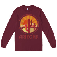 Burgundy arizona cactus sunset scene graphic t shirt Long Sleeve Tee - linhVisuals