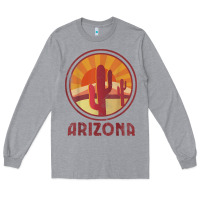 Heather Grey arizona cactus sunset scene graphic t shirt Long Sleeve Tee - linhVisuals