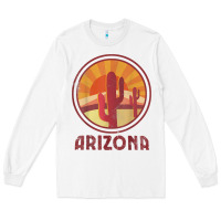 White arizona cactus sunset scene graphic t shirt Long Sleeve Tee - linhVisuals