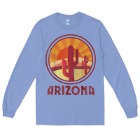 Colony Blue arizona cactus sunset scene graphic t shirt Long Sleeve Tee - linhVisuals