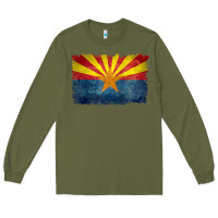 Army Green arizona flag in grungy style raglan baseball tee Long Sleeve Tee - linhVisuals