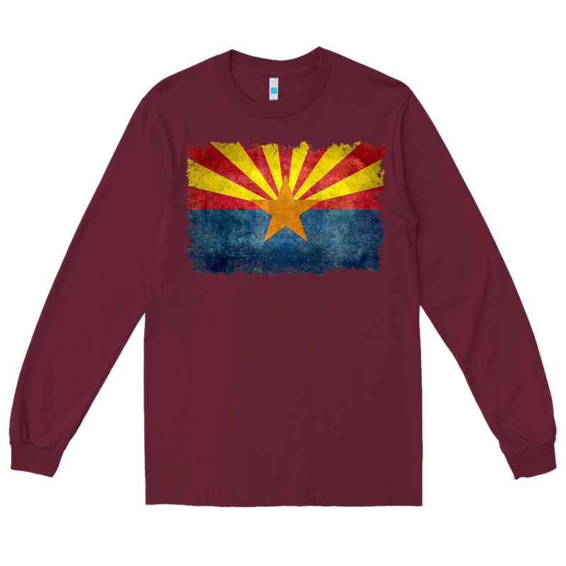 Arizona Flag In Grungy Style Raglan Baseball Tee Long Sleeve Tee by linhVisuals | Teevron
