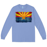 Colony Blue arizona flag in grungy style raglan baseball tee Long Sleeve Tee - linhVisuals
