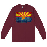 Burgundy arizona flag in grungy style raglan baseball tee Long Sleeve Tee - linhVisuals