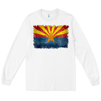 White arizona flag in grungy style raglan baseball tee Long Sleeve Tee - linhVisuals