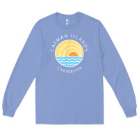 Colony Blue cayman islands retro colorful ocean sunset palm tree novelty Long Sleeve Tee - linhVisuals