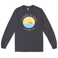 Smoke cayman islands retro colorful ocean sunset palm tree novelty Long Sleeve Tee - linhVisuals