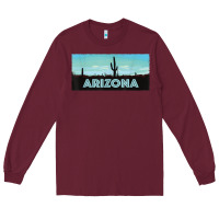 Burgundy arizona shirt   saguaro cactus desert landscape t shirt Long Sleeve Tee - linhVisuals