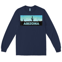 Navy arizona shirt   saguaro cactus desert landscape t shirt Long Sleeve Tee - linhVisuals