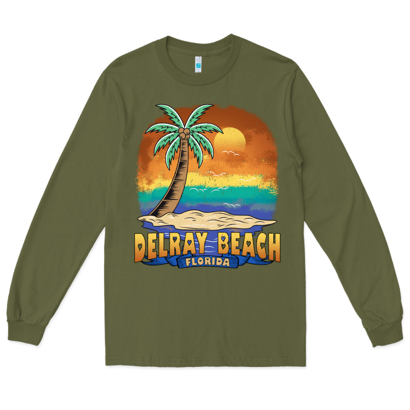 Delray Beach Florida  Vintage Distressed Souvenir Long Sleeve T Shirt Long Sleeve Tee by linhVisuals | Teevron