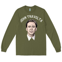 Army Green sports nicolas cage as john travolta Long Sleeve Tee - linhVisuals