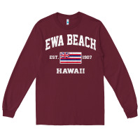 Burgundy ewa beach hawaii hi vintage state athletic style t shirt Long Sleeve Tee - linhVisuals