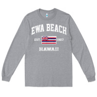 Heather Grey ewa beach hawaii hi vintage state athletic style t shirt Long Sleeve Tee - linhVisuals