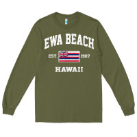 Army Green ewa beach hawaii hi vintage state athletic style t shirt Long Sleeve Tee - linhVisuals