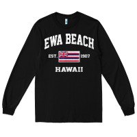 Ewa Beach Hawaii Hi Vintage State Athletic Style T Shirt Long Sleeve Tee | Teevron