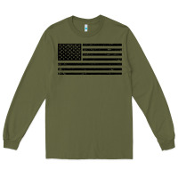 Army Green black american flag distressed effect minimalist premium Long Sleeve Tee - linhVisuals