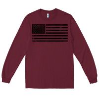 Burgundy black american flag distressed effect minimalist premium Long Sleeve Tee - linhVisuals