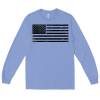 Colony Blue black american flag distressed effect minimalist premium Long Sleeve Tee - linhVisuals