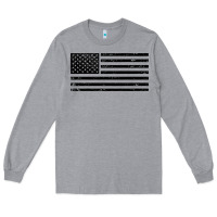 Heather Grey black american flag distressed effect minimalist premium Long Sleeve Tee - linhVisuals