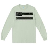 Matcha black american flag distressed effect minimalist premium Long Sleeve Tee - linhVisuals