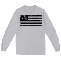 Moon Dust black american flag distressed effect minimalist premium Long Sleeve Tee - linhVisuals