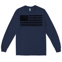 Navy black american flag distressed effect minimalist premium Long Sleeve Tee - linhVisuals