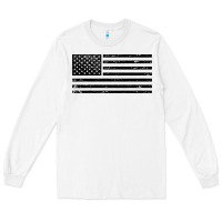 White black american flag distressed effect minimalist premium Long Sleeve Tee - linhVisuals