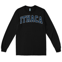 Black ithaca new york ny vintage sports design navy design t shirt Long Sleeve Tee - linhVisuals