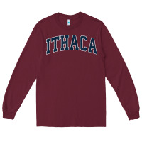 Burgundy ithaca new york ny vintage sports design navy design t shirt Long Sleeve Tee - linhVisuals