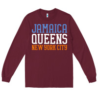 Burgundy jamaica queens new york ny t shirt Long Sleeve Tee - linhVisuals