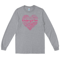 Heather Grey cute love heart kindergarten teacher valentines day womens Long Sleeve Tee - linhVisuals