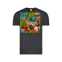 Vintage Black western cactus aztec seamless pattern Vintage Tee - BundleAndBundleShop