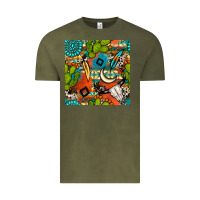 Vintage Olive western cactus aztec seamless pattern Vintage Tee - BundleAndBundleShop