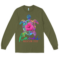 Army Green kauai hawaii vacation 2022 sea turtle flower tropical t shirt Long Sleeve Tee - linhVisuals