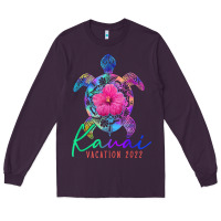 Plum kauai hawaii vacation 2022 sea turtle flower tropical t shirt Long Sleeve Tee - linhVisuals