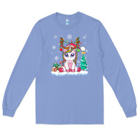 Colony Blue cute unicorn christmas shirt kid girls women deer santa xmas 1 Long Sleeve Tee - linhVisuals