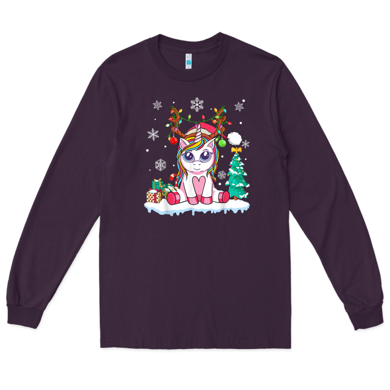 Cute Unicorn Christmas Shirt Kid Girls Women Deer Santa Xmas 1 Long Sleeve Tee by linhVisuals | Teevron