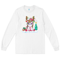 White cute unicorn christmas shirt kid girls women deer santa xmas 1 Long Sleeve Tee - linhVisuals