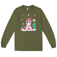 Army Green cute unicorn christmas shirt kid girls women deer santa xmas 1 Long Sleeve Tee - linhVisuals