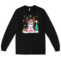 Black cute unicorn christmas shirt kid girls women deer santa xmas 1 Long Sleeve Tee - linhVisuals