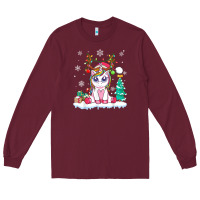 Burgundy cute unicorn christmas shirt kid girls women deer santa xmas 1 Long Sleeve Tee - linhVisuals