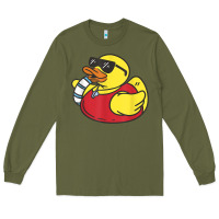 Army Green lifeguard rubber duck t shirt Long Sleeve Tee - linhVisuals