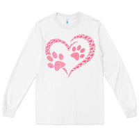 White funny valentine day gift t  shirt paw print heart dog cat owner lover Long Sleeve Tee - linhVisuals