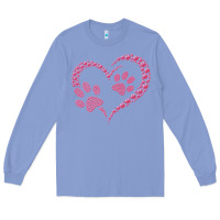 Colony Blue funny valentine day gift t  shirt paw print heart dog cat owner lover Long Sleeve Tee - linhVisuals