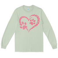 Matcha funny valentine day gift t  shirt paw print heart dog cat owner lover Long Sleeve Tee - linhVisuals