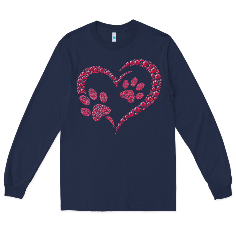Funny Valentine Day Gift T  Shirt Paw Print Heart Dog Cat Owner Lover Long Sleeve Tee by linhVisuals | Teevron