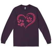 Plum funny valentine day gift t  shirt paw print heart dog cat owner lover Long Sleeve Tee - linhVisuals