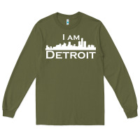 Army Green I Am Detroit Long Sleeve Tee - linhVisuals