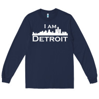 Navy I Am Detroit Long Sleeve Tee - linhVisuals
